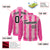 Custom Pink Light Pink Black-White Blade Graffiti Pattern Varsity Full-Snap Jacket