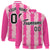 Custom Pink Light Pink Black-White Blade Graffiti Pattern Varsity Full-Snap Jacket