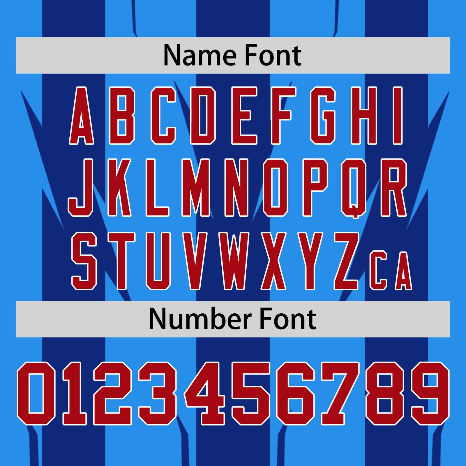 Custom Royal Blue Powder-Blue Red-White Blade Graffiti Pattern Varsity Full-Snap Jacket