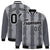 Custom Gray Dark Gray Black-White Blade Graffiti Pattern Varsity Full-Snap Jacket