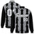 Custom Gray Black-White Blade Graffiti Pattern Varsity Full-Snap Jacket