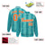 Custom Teal Aqua Orange-White Blade Graffiti Pattern Varsity Full-Snap Jacket