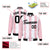 Custom White Light Pink-Black Blade Graffiti Pattern Varsity Full-Snap Jacket