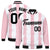 Custom White Light Pink-Black Blade Graffiti Pattern Varsity Full-Snap Jacket