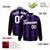 Custom Purple Black-White Blade Graffiti Pattern Varsity Full-Snap Jacket