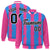 Custom Powder Blue Pink-Black Blade Graffiti Pattern Varsity Full-Snap Jacket