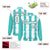 Custom White Aqua-Black Blade Graffiti Pattern Varsity Full-Snap Jacket