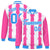 Custom White Pink-Powder Blue Blade Graffiti Pattern Varsity Full-Snap Jacket