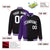 Custom Black Purple Pinstripe White-Purple Gradient Fashion Varsity Full-Snap Jacket