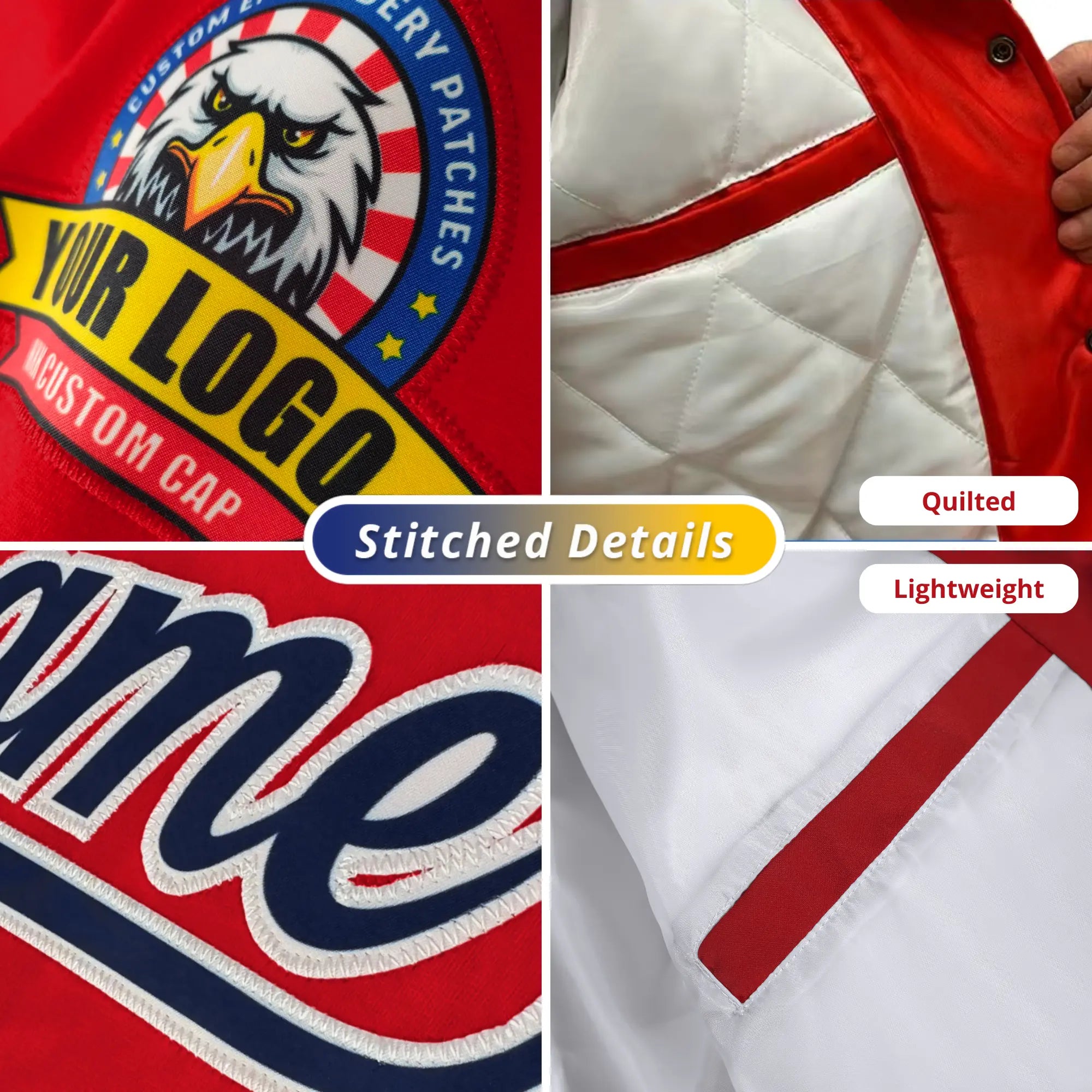 Custom Old Gold Red Pinstripe Navy-Red Gradient Fashion Varsity Full-Snap Jacket