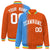 Custom Orange Powder Blue Pinstripe White-Powder Blue Gradient Fashion Varsity Full-Snap Jacket