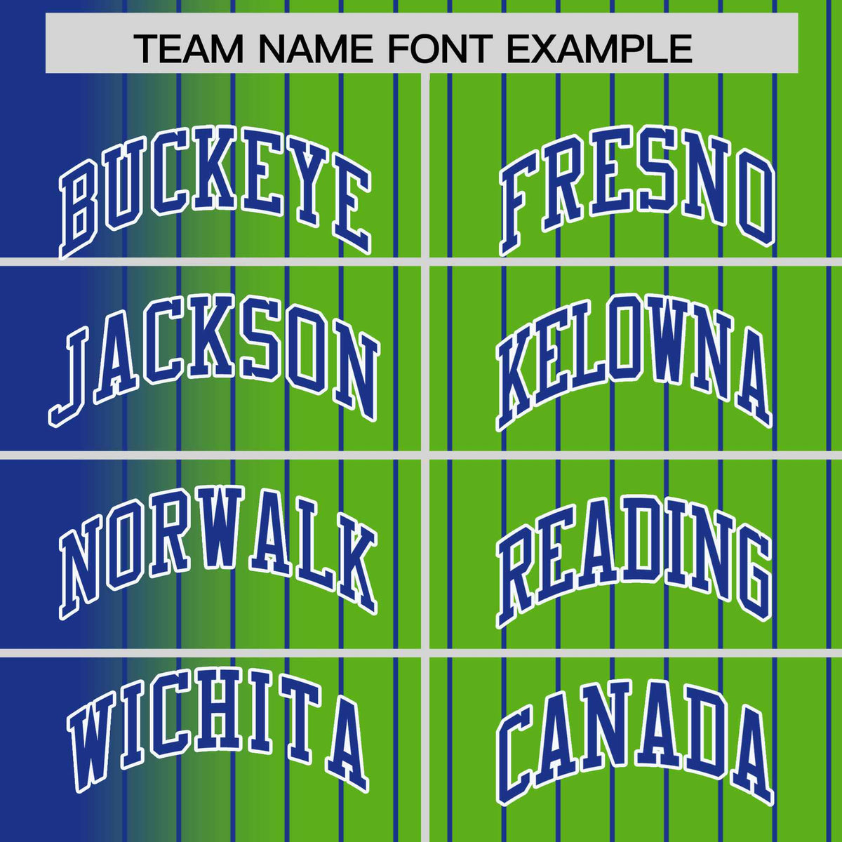 Custom Neon Green Royal-Blue Pinstripe White-Royal Blue Gradient Fashion Varsity Full-Snap Jacket