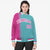 Custom Aqua Pink Pinstripe White-Pink Gradient Fashion Varsity Full-Snap Jacket