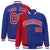 Custom Royal Blue Red Pinstripe White-Red Gradient Fashion Varsity Full-Snap Jacket