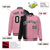 Custom Light Pink Black Pinstripe White-Black Gradient Fashion Varsity Full-Snap Jacket