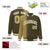 Custom Olive Old Gold Pinstripe White-Old Gold Gradient Fashion Varsity Full-Snap Jacket