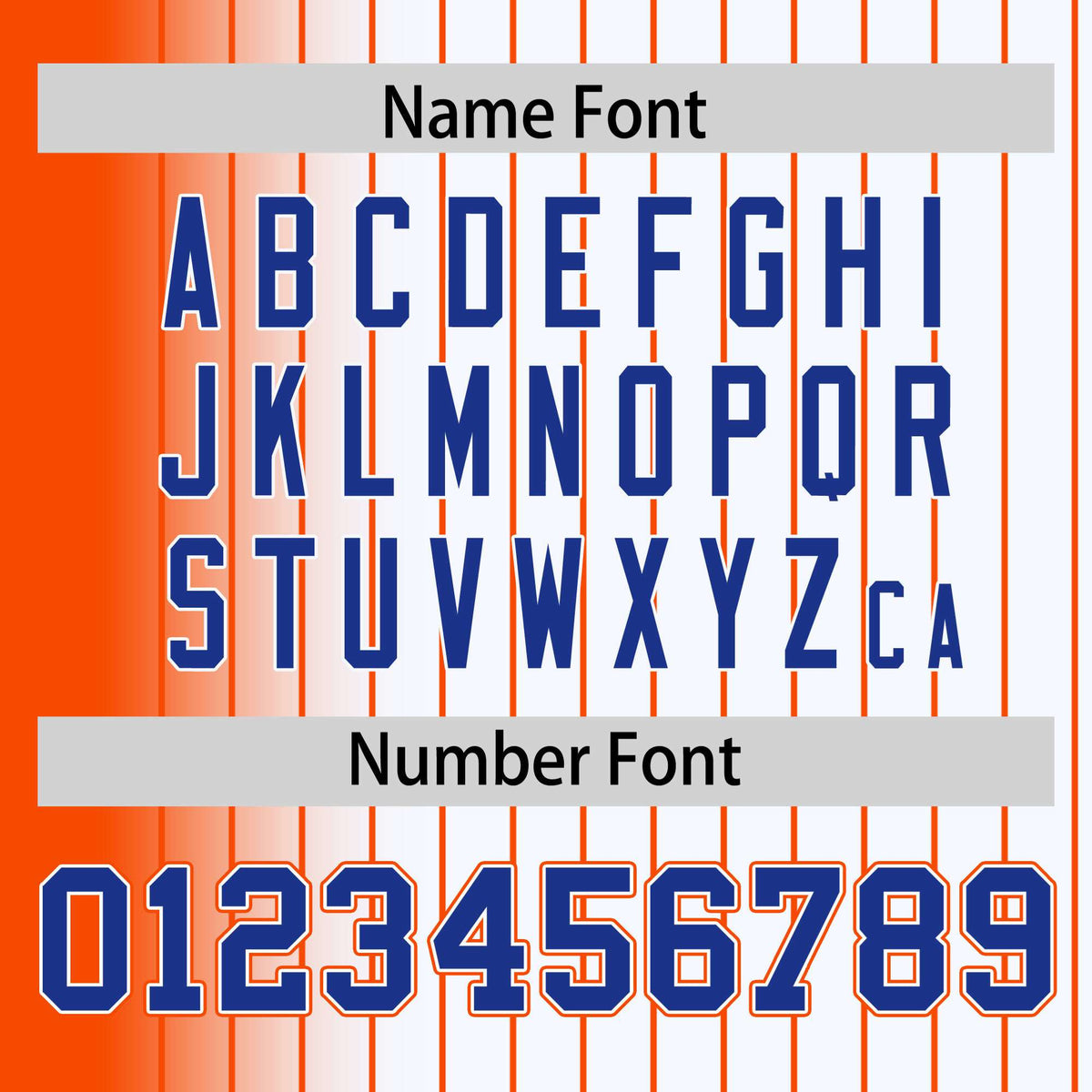Custom White Orange Pinstripe Orange-Royal Blue Gradient Fashion Varsity Full-Snap Jacket