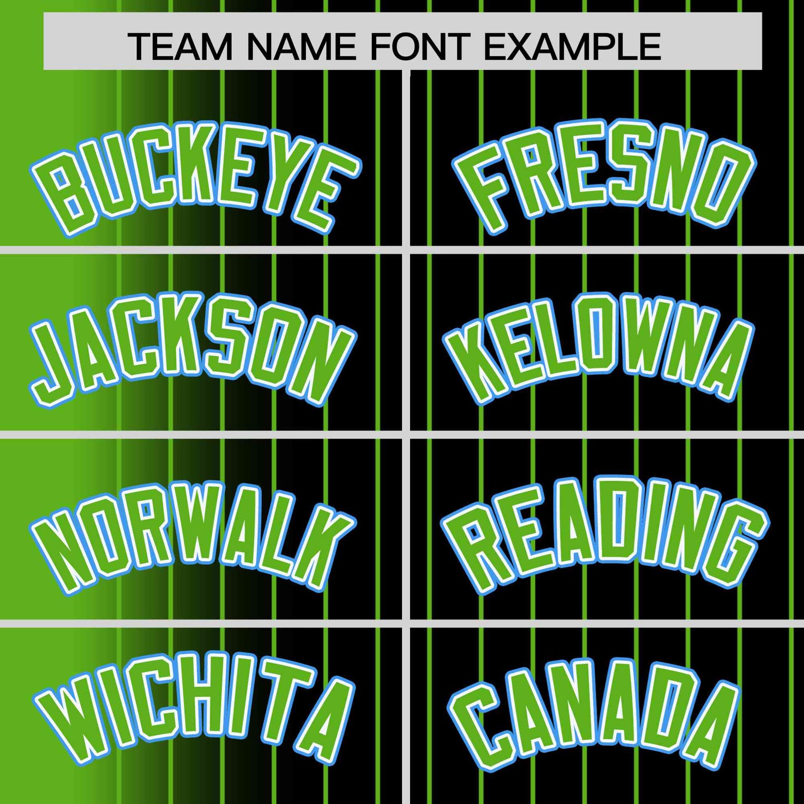 Custom Black Neon Green Pinstripe Powder Blue-Neon Green Gradient Fashion Varsity Full-Snap Jacket