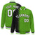 Custom Neon Green Black Pinstripe White-Black Gradient Fashion Varsity Full-Snap Jacket