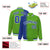 Custom Neon Green Royal-Blue Pinstripe White-Royal Blue Gradient Fashion Varsity Full-Snap Jacket