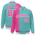 Custom Aqua Pink Pinstripe White-Pink Gradient Fashion Varsity Full-Snap Jacket