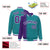 Custom Aqua Purple Pinstripe White-Purple Gradient Fashion Varsity Full-Snap Jacket