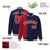 Custom Navy Red Pinstripe White-Red Gradient Fashion Varsity Full-Snap Jacket