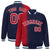 Custom Navy Red Pinstripe White-Red Gradient Fashion Varsity Full-Snap Jacket