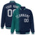 Custom Navy Aqua Pinstripe Gray-Aqua Gradient Fashion Varsity Full-Snap Jacket