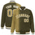 Custom Olive Old Gold Pinstripe White-Old Gold Gradient Fashion Varsity Full-Snap Jacket