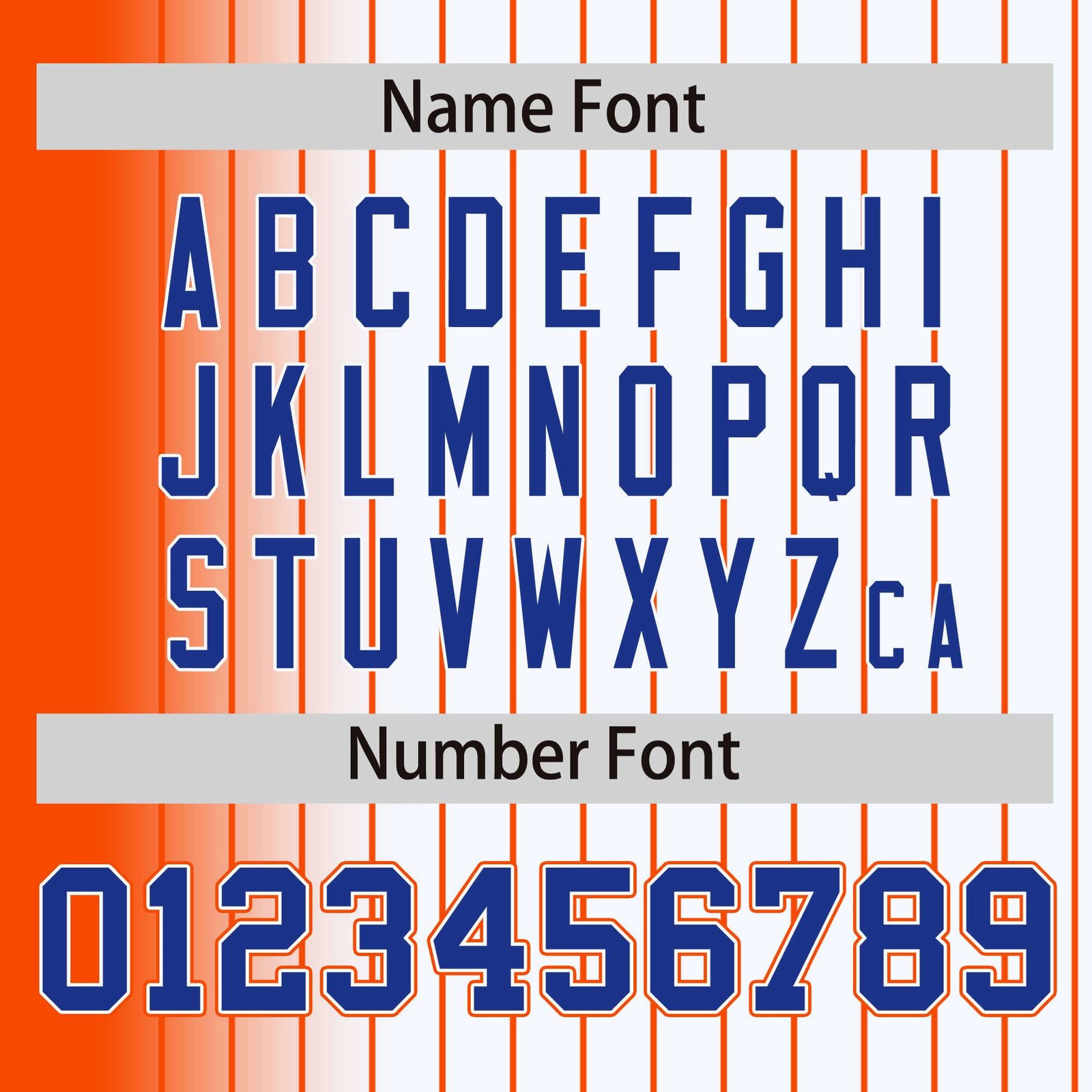 Custom White Orange Pinstripe Orange-Royal Blue Gradient Fashion Varsity Full-Snap Jacket