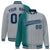 Custom Gray Teal Pinstripe Navy-Teal Gradient Fashion Varsity Full-Snap Jacket