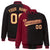 Custom Black Crimson Pinstripe Old Gold-Crimson Gradient Fashion Varsity Full-Snap Jacket