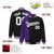 Custom Black Purple Pinstripe White-Purple Gradient Fashion Varsity Full-Snap Jacket