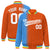 Custom Orange Powder Blue Pinstripe White-Powder Blue Gradient Fashion Varsity Full-Snap Jacket