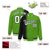 Custom Neon Green Black Pinstripe White-Black Gradient Fashion Varsity Full-Snap Jacket