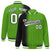 Custom Neon Green Black Pinstripe White-Black Gradient Fashion Varsity Full-Snap Jacket