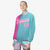 Custom Aqua Pink Pinstripe White-Pink Gradient Fashion Varsity Full-Snap Jacket