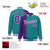 Custom Aqua Purple Pinstripe White-Purple Gradient Fashion Varsity Full-Snap Jacket