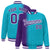 Custom Aqua Purple Pinstripe White-Purple Gradient Fashion Varsity Full-Snap Jacket