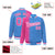 Custom Powder Blue Pink Pinstripe White-Pink Gradient Fashion Varsity Full-Snap Jacket