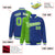 Custom Royal Blue Neon-Green Pinstripe White-Neon Green Gradient Fashion Varsity Full-Snap Jacket