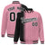 Custom Light Pink Black Pinstripe White-Black Gradient Fashion Varsity Full-Snap Jacket