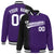 Custom Purple Black Pinstripe White-Black Gradient Fashion Varsity Full-Snap Jacket