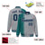 Custom Gray Teal Pinstripe Navy-Teal Gradient Fashion Varsity Full-Snap Jacket