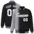 Custom Black Gray Pinstripe White-Gray Gradient Fashion Varsity Full-Snap Jacket