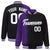 Custom Black Purple Pinstripe White-Purple Gradient Fashion Varsity Full-Snap Jacket