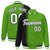 Custom Neon Green Black Pinstripe White-Black Gradient Fashion Varsity Full-Snap Jacket