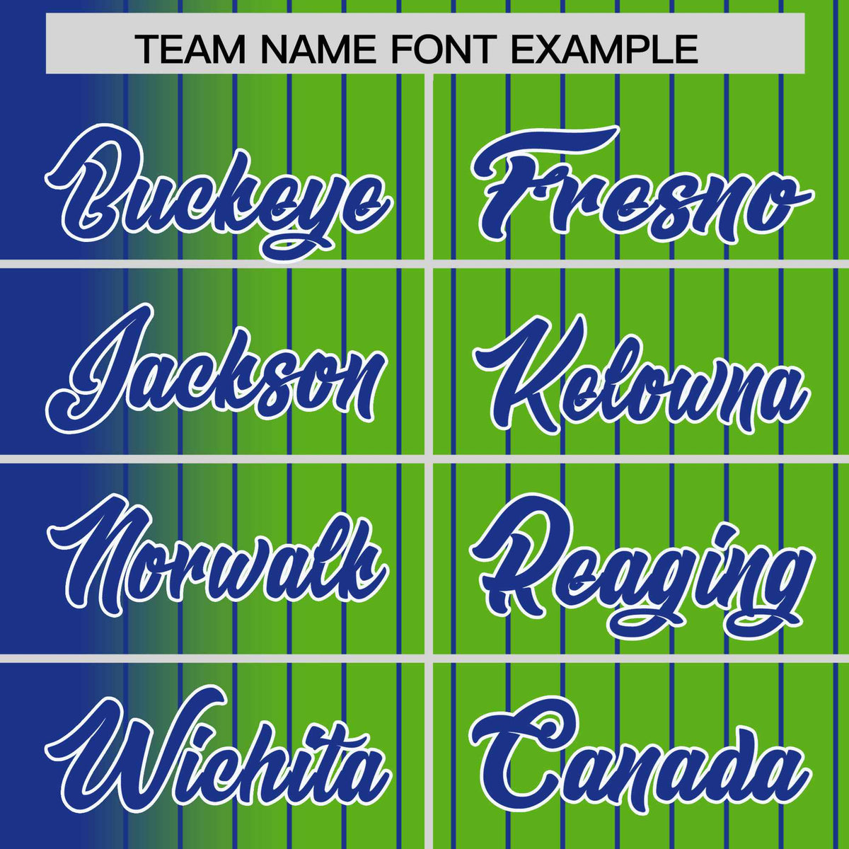 Custom Neon Green Royal-Blue Pinstripe White-Royal Blue Gradient Fashion Varsity Full-Snap Jacket