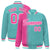 Custom Aqua Pink Pinstripe White-Pink Gradient Fashion Varsity Full-Snap Jacket